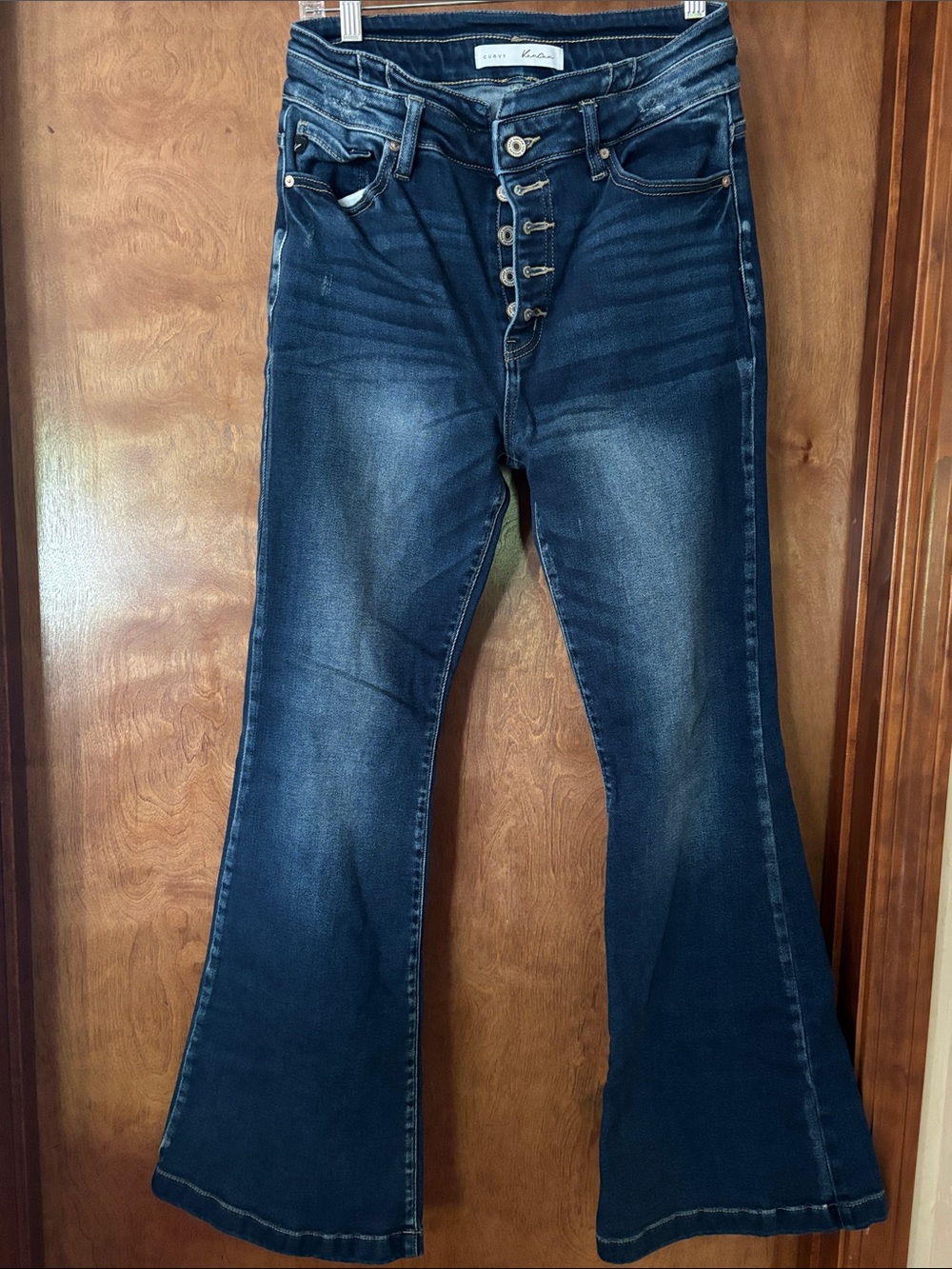KanCan Button Fly Women's Dark Blue Flare Jeans